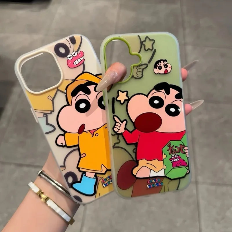 Kawaii Crayon Shin-chan iPhone Case Anime Sanding Shockproof For iPhone