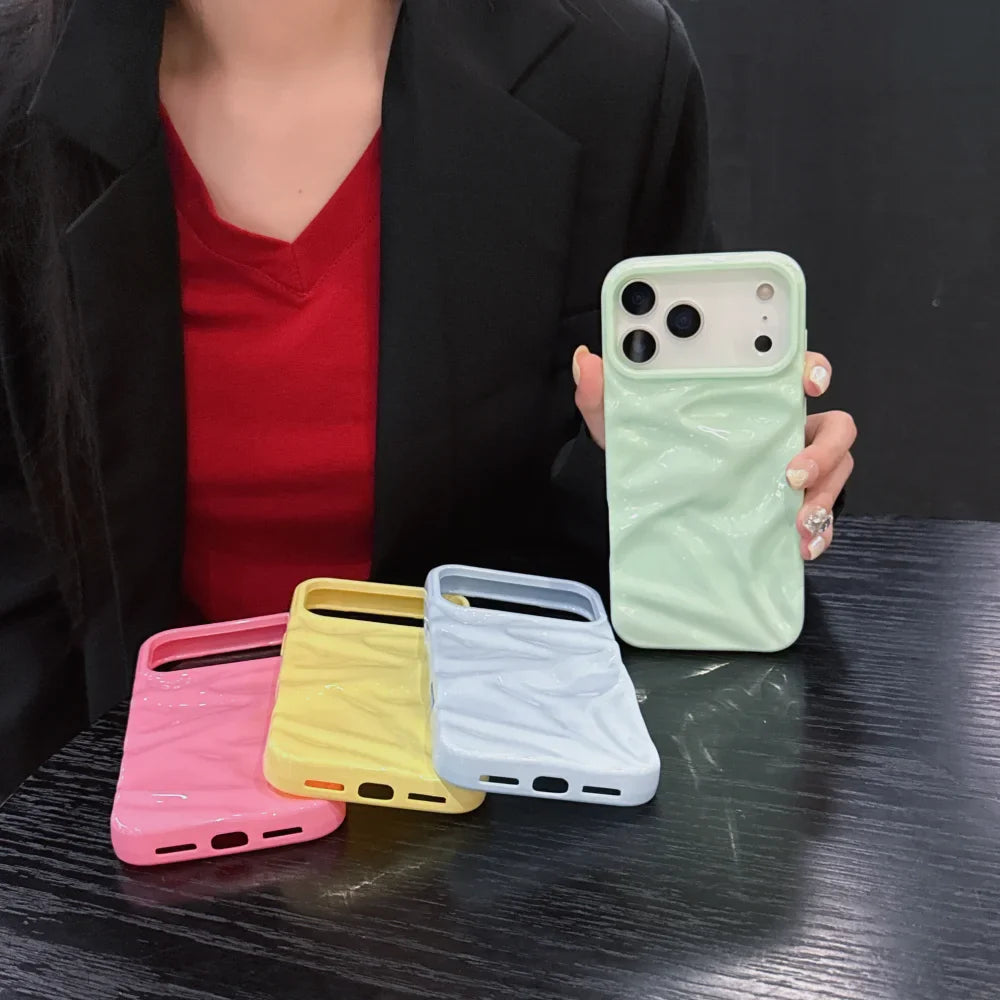 Candy Color Ripple Texture Glossy Phone Case For iPhone