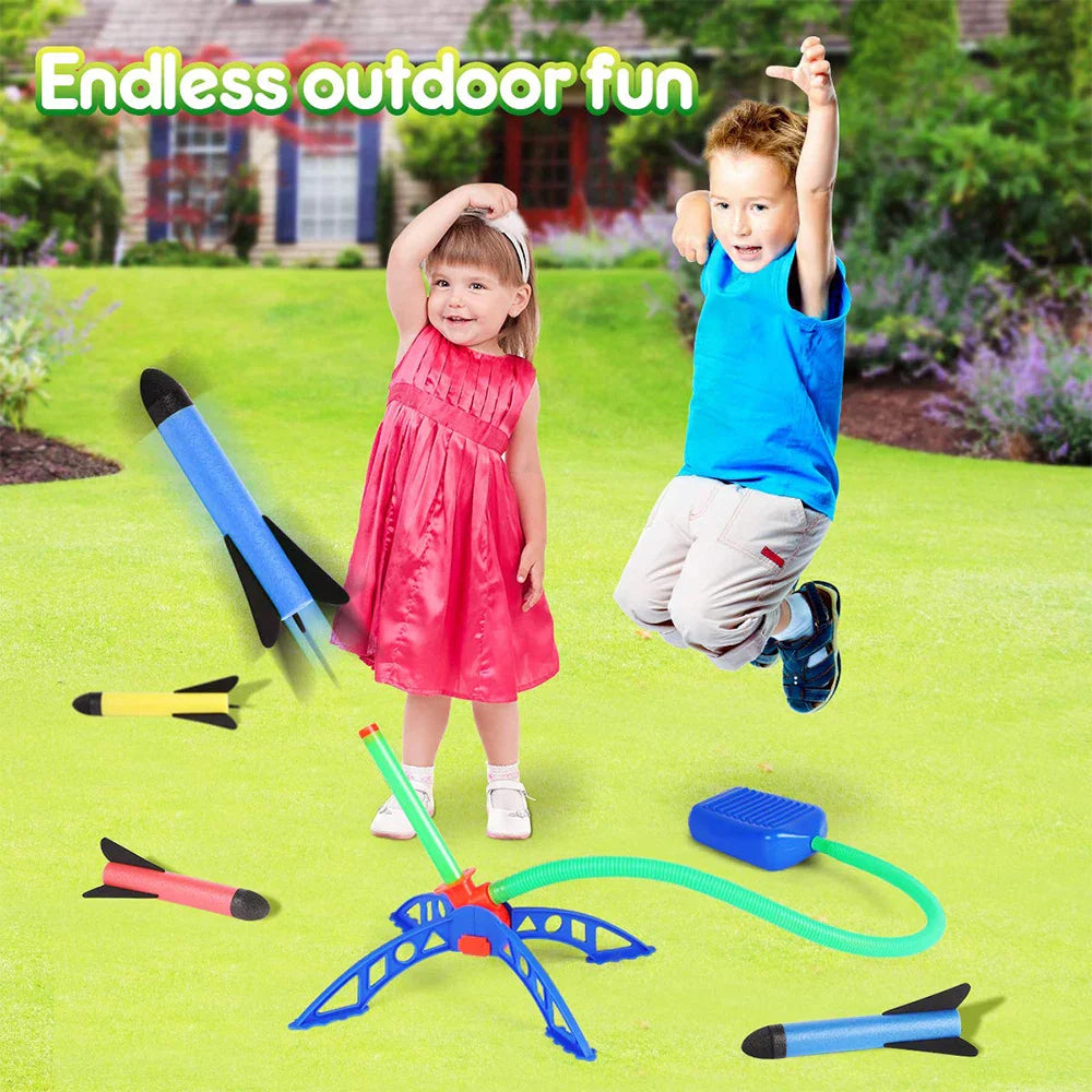 Air Rocket Launcher Toy – Foot Pump Soaring Rocket Set for Kids Outdoor Games
