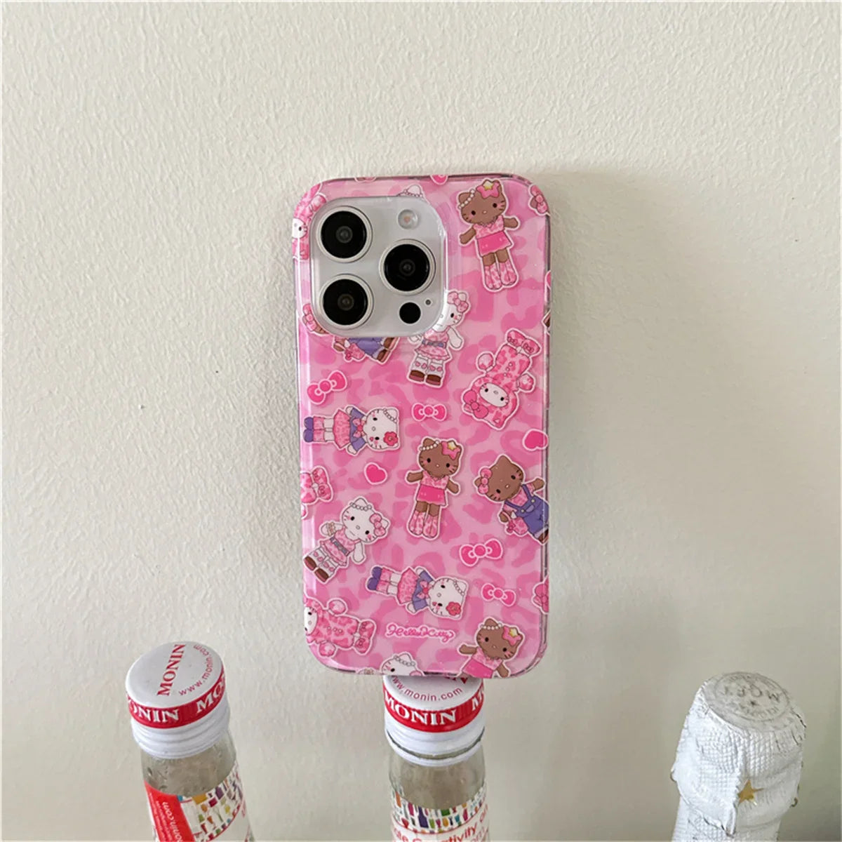 Fashion Pink Leopard Print Hello kitty Phone Case For iPhone