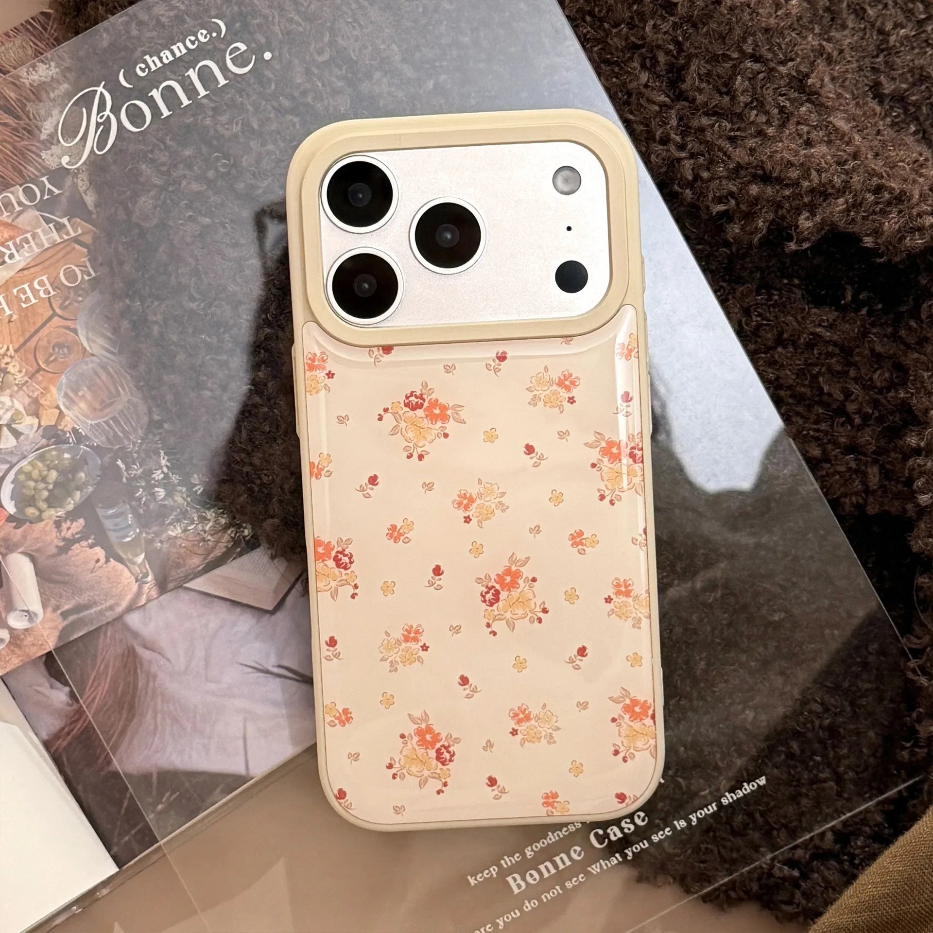 Korean Autumn Full Screen Flowers Drop Glue Phone Case For iPhone