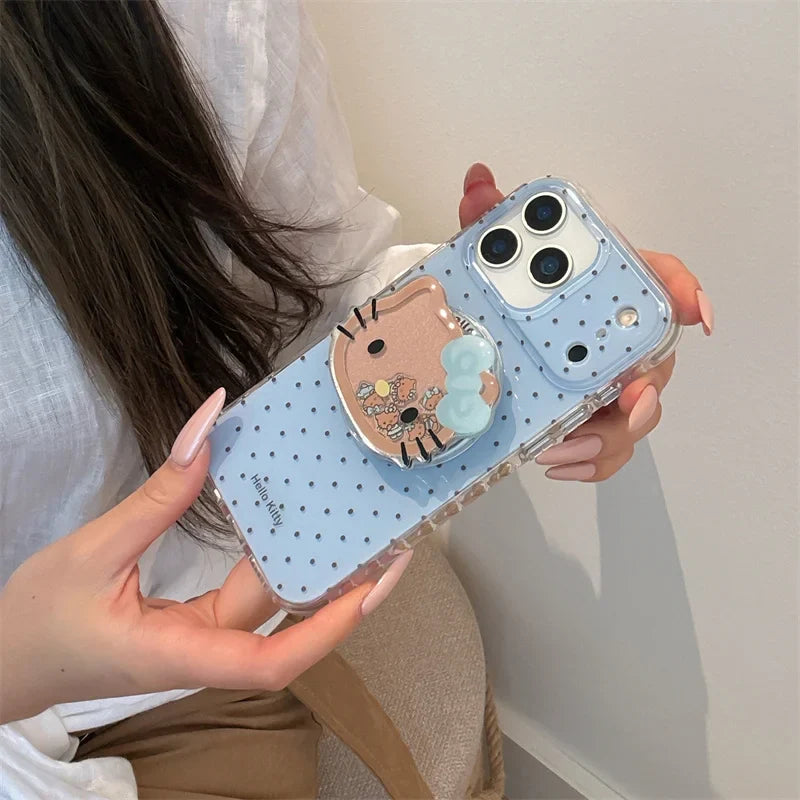 Korean Blue Polka Dot Magnetic Phone Cover For iPhone