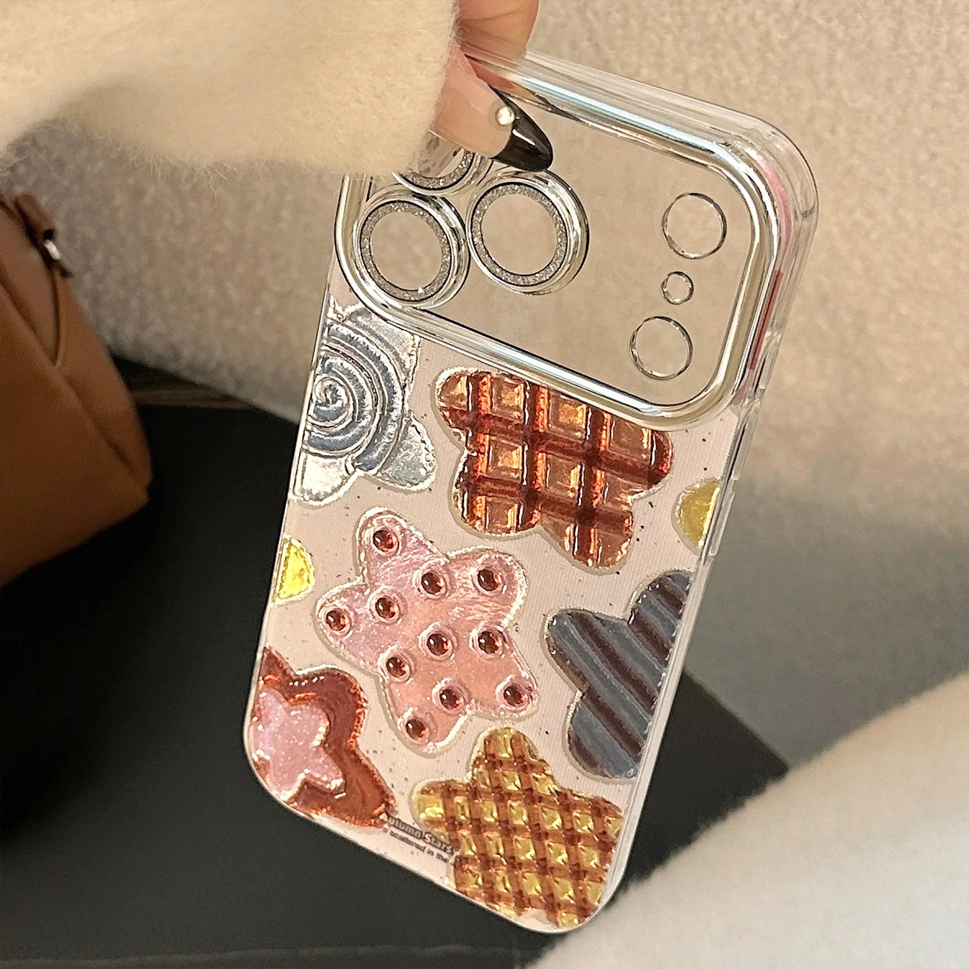 Korean Colorful Stars Glitter Plating Phone Case For iPhone