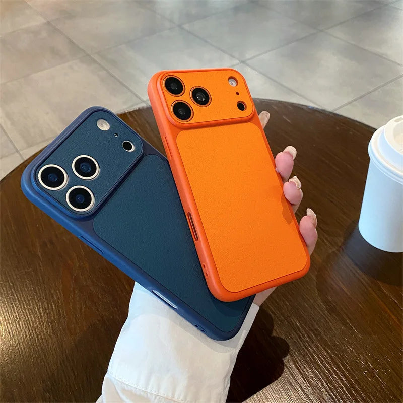 Luxury Solid Colors Lichee Leather Texture Phone Case For iPhone