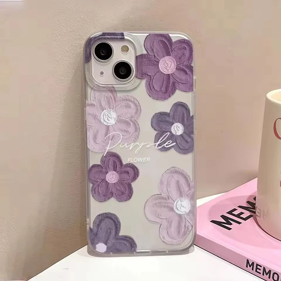 Oil Painting Flower Simple Phone Case For iPhone