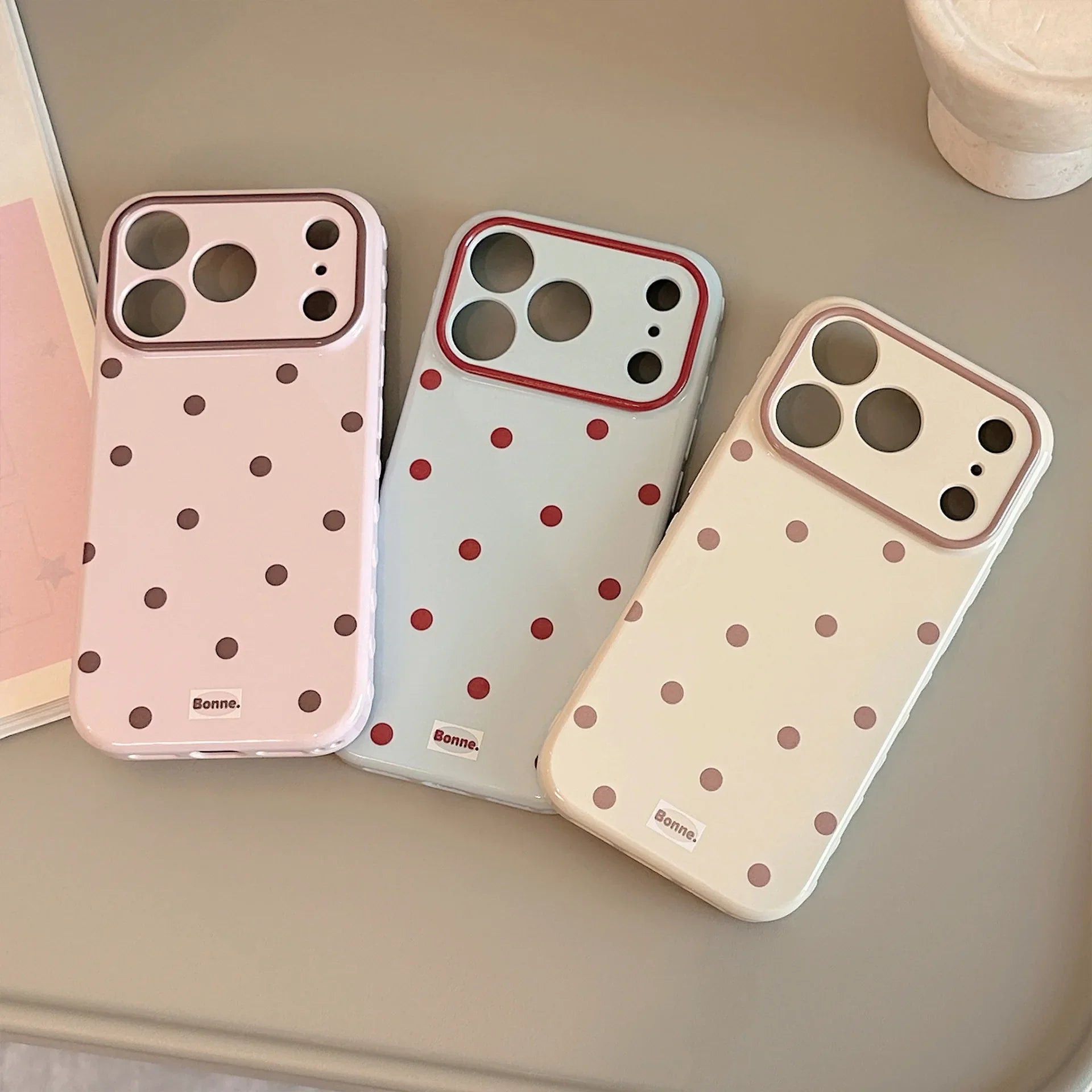 Korean Full Screen Polka Dots Soft Phone Case For iPhone