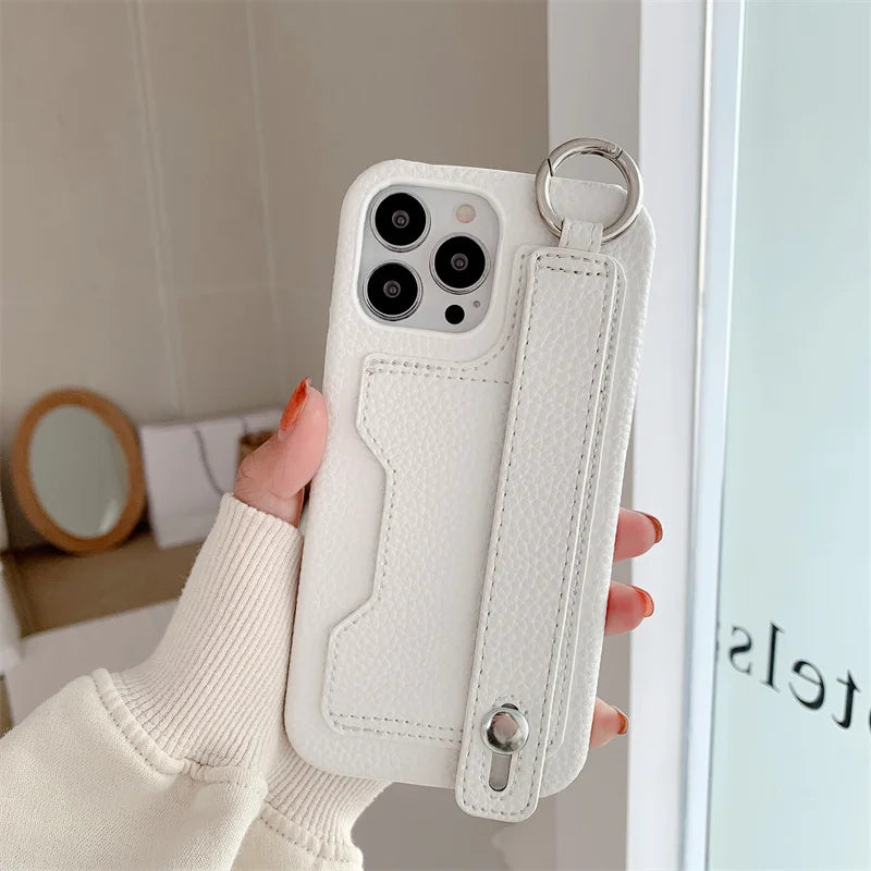 Cute Card Slot Bag Wristband Phone Holder Case For iPhone
