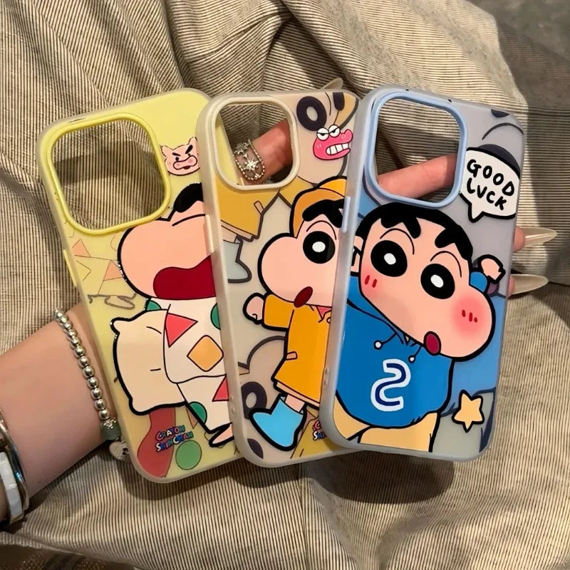 Kawaii Crayon Shin-chan iPhone Case Anime Sanding Shockproof For iPhone