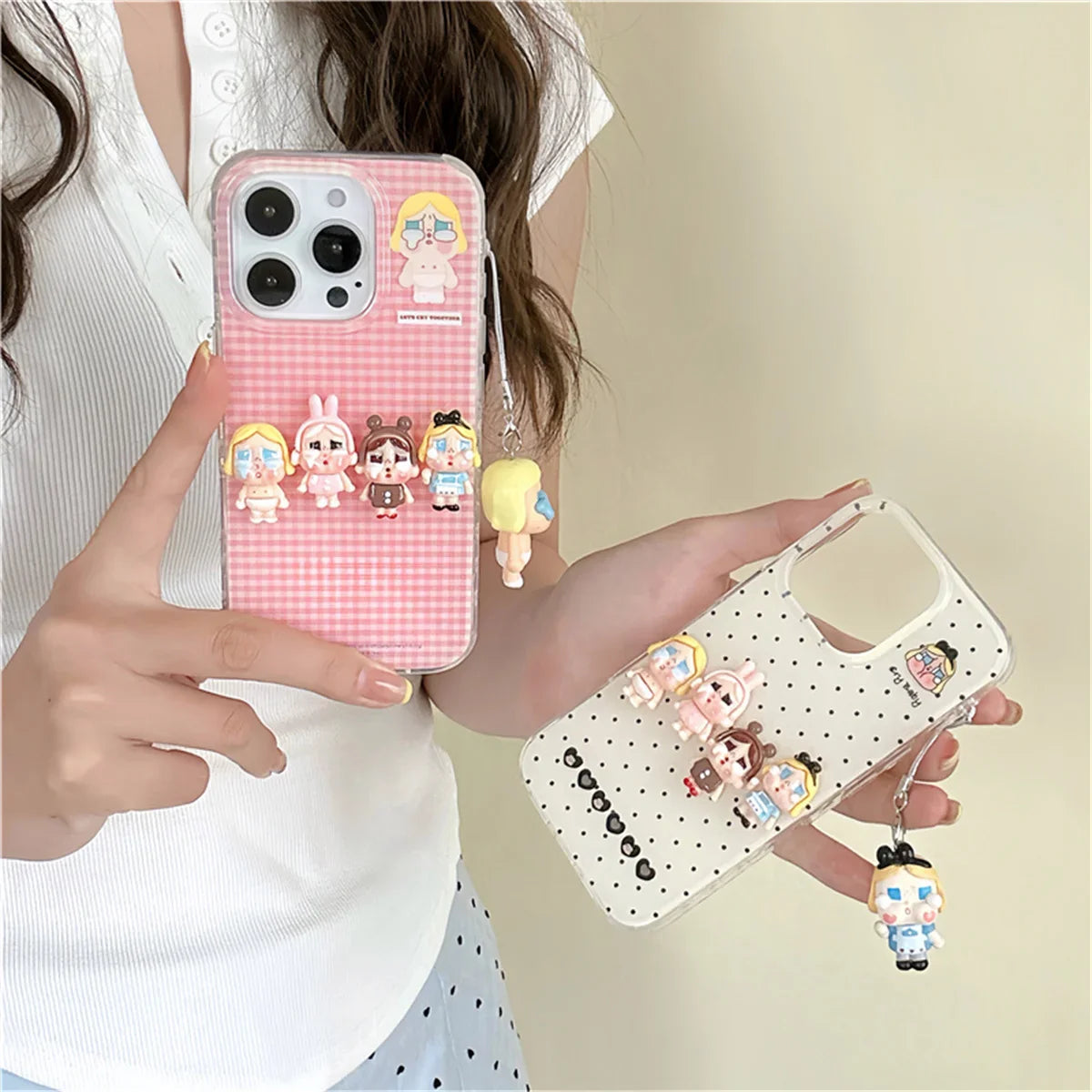 Korean Pink Plaid Pattern Cute Phone Case For iPhone