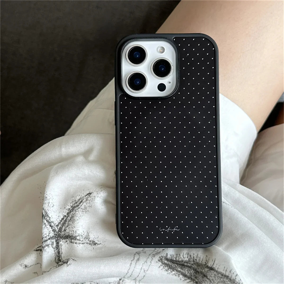 Simple Black Polka Dot Magnetic Phone Case For iPhone
