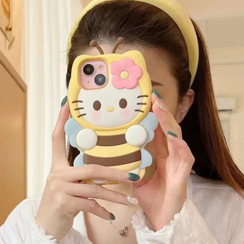Kawaii 3D Cartoon Bee Hello Kitty Phone Case