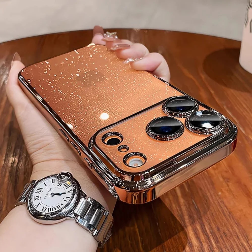 Ultra Thin Slim Plating Transparent Glitter PC Case For iPhone