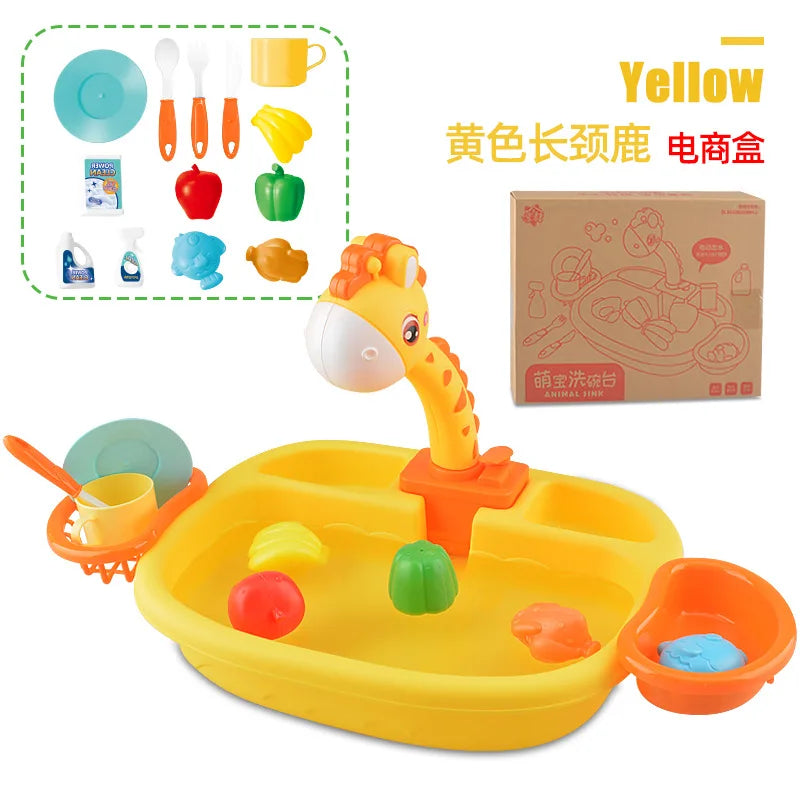 Electric Kitchen Sink Playset – Pretend Dishwasher Toy Set
