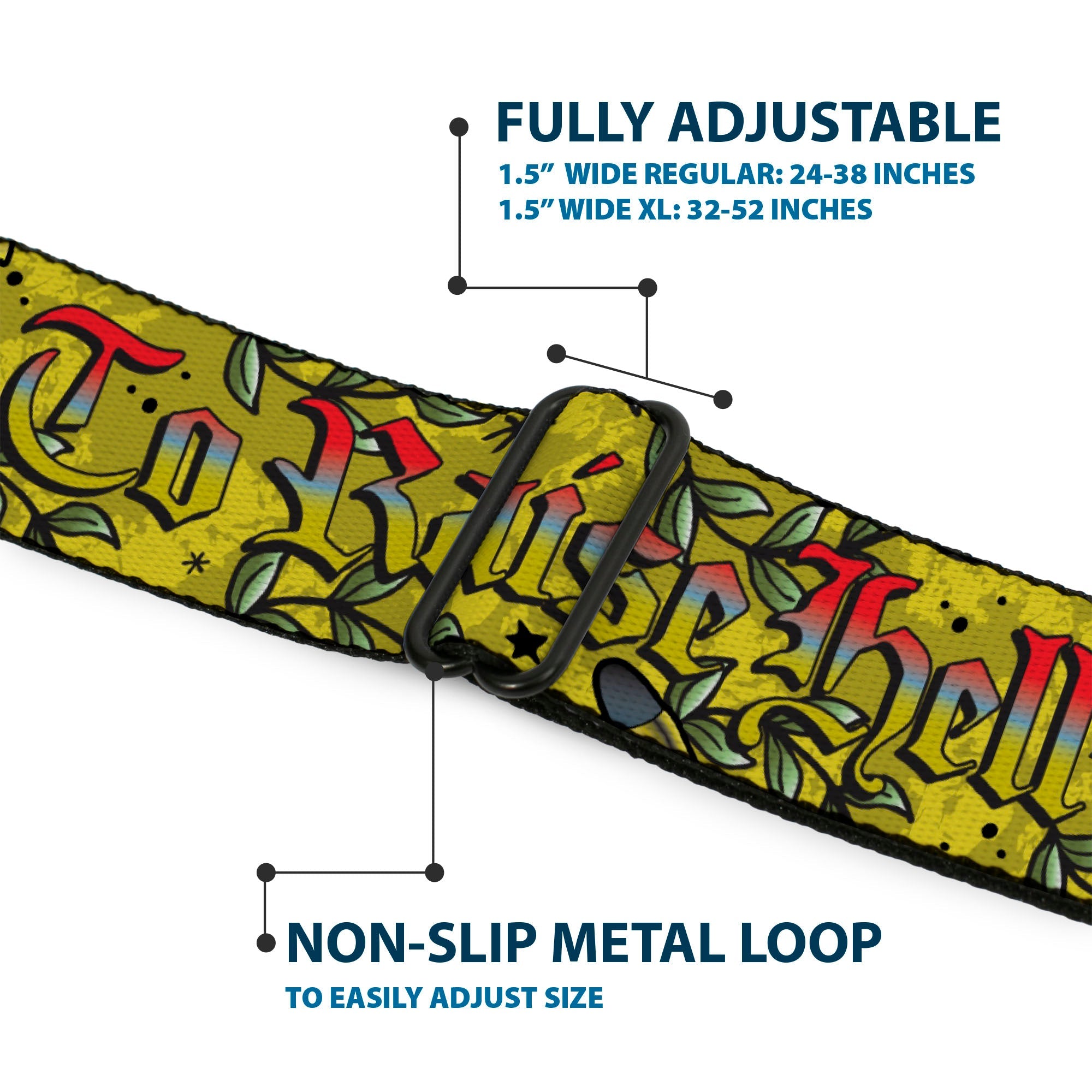 BD Wings Logo CLOSE-UP Full Color Black Silver Seatbelt Belt - Born to Raise Hell Yellow Webbing