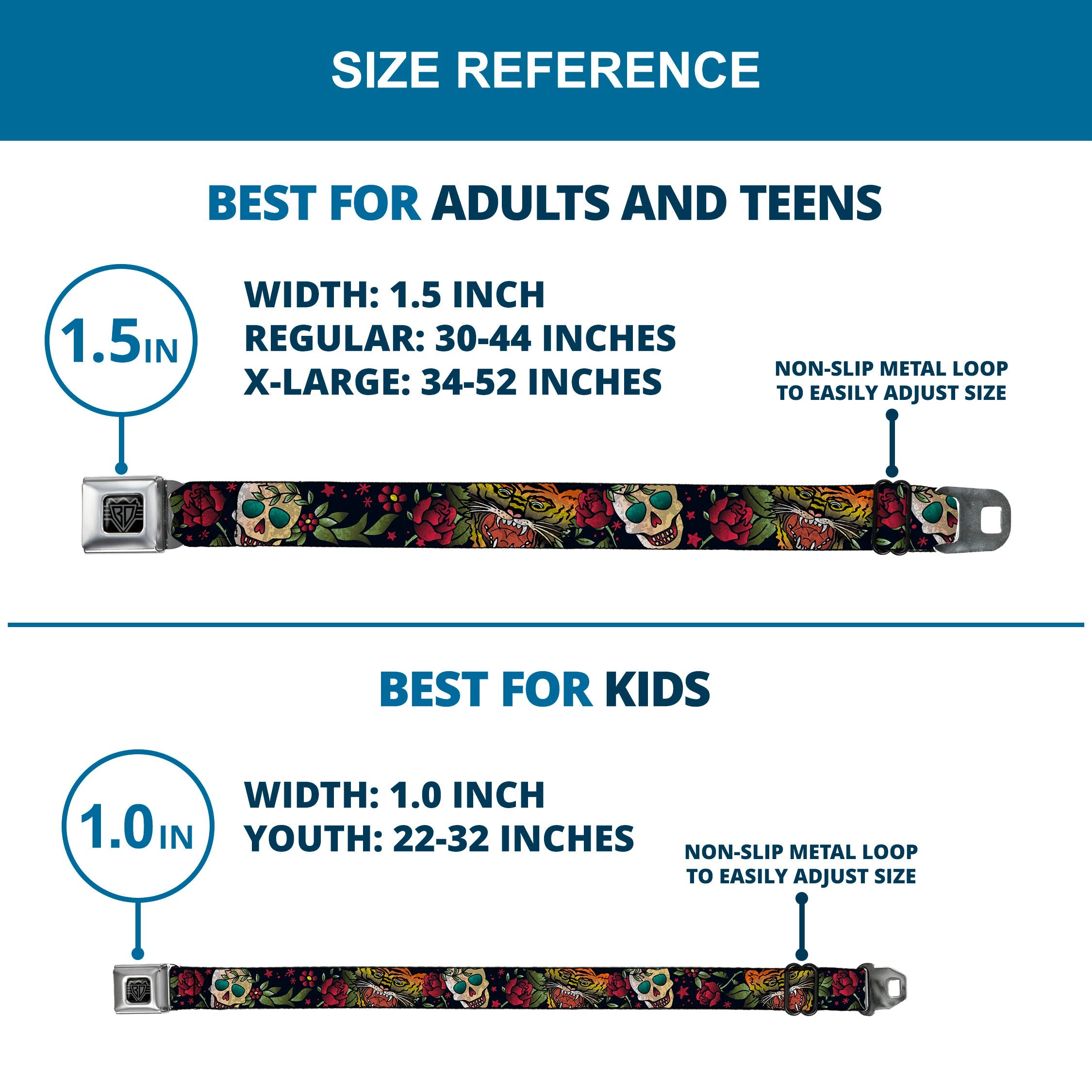 BD Wings Logo CLOSE-UP Full Color Black Silver Seatbelt Belt - Death Before Dishonor CLOSE-UP Black Webbing