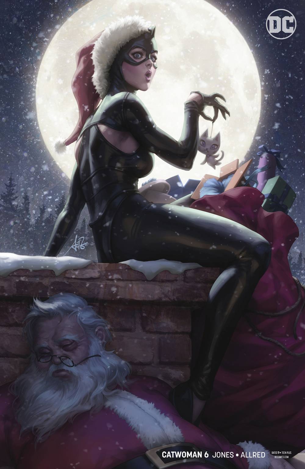 CATWOMAN #6 B DC 2018 Stanley Lau Artgerm Variant Christmas Naughty Santa Claus GGA