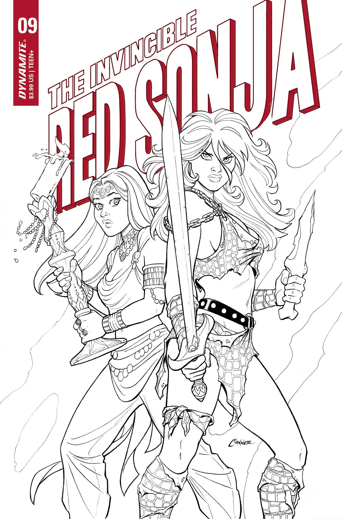 Invincible Red Sonja #9 G 1:15 Amanda Conner B&W Variant (06/08/2022) Dynamite