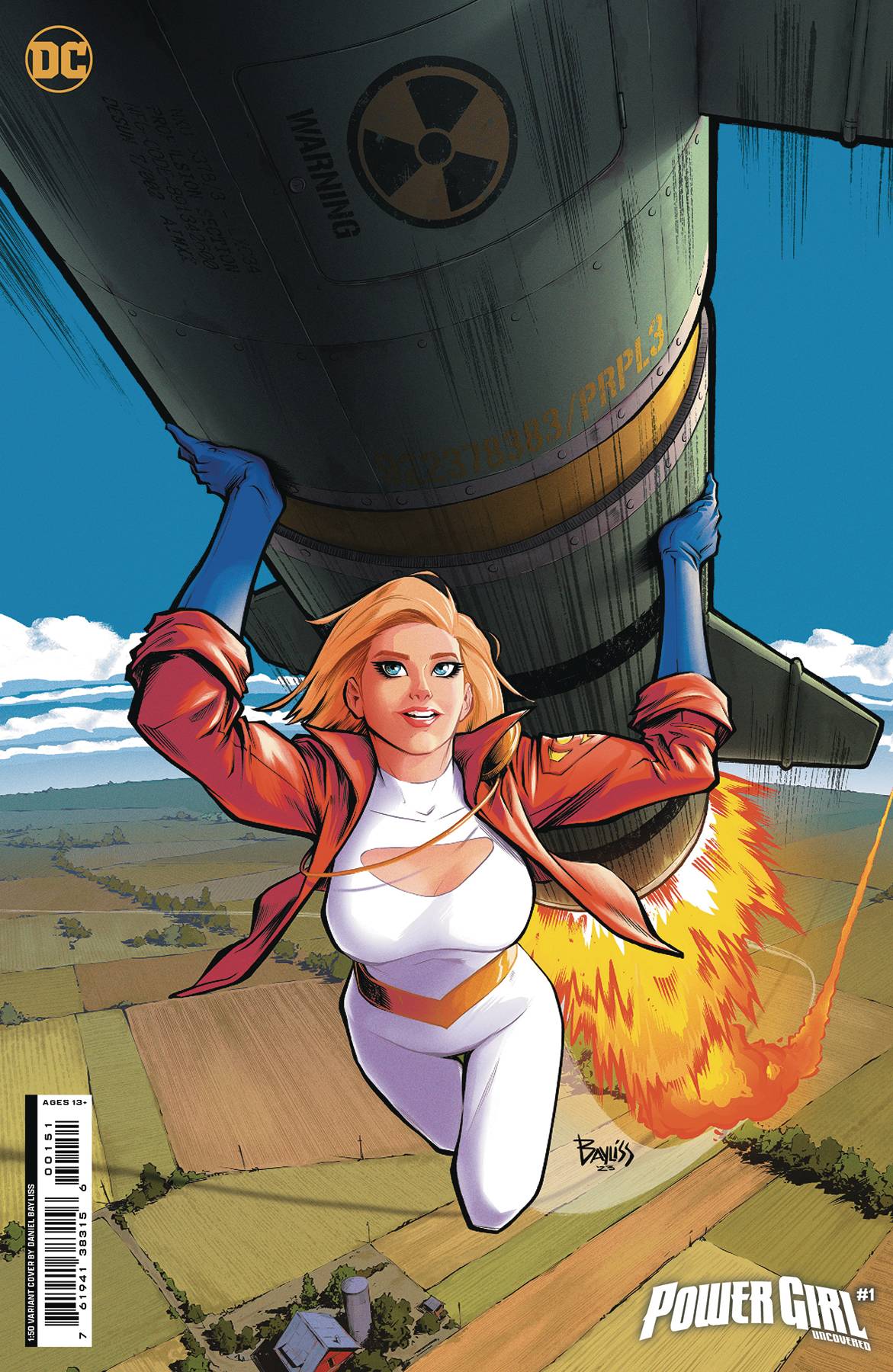 POWER GIRL UNCOVERED #1 OS CVR F INC 1:50 DANIEL BAYLISS VAR (01/31/2024)