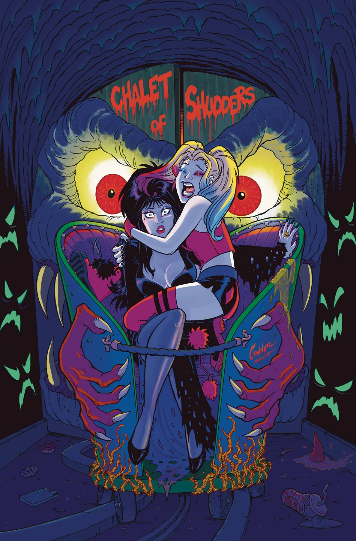 Harley Quinn X Elvira #1 R 1:20 Amanda Conner 2 Foil Virgin Variant (10/08/2025) Dynamite