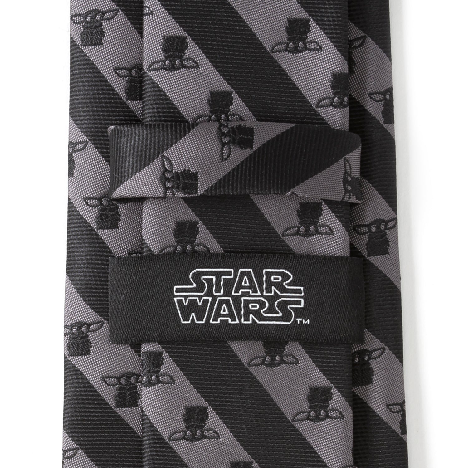 Star Wars Grogu Black and Gray Striped Tie