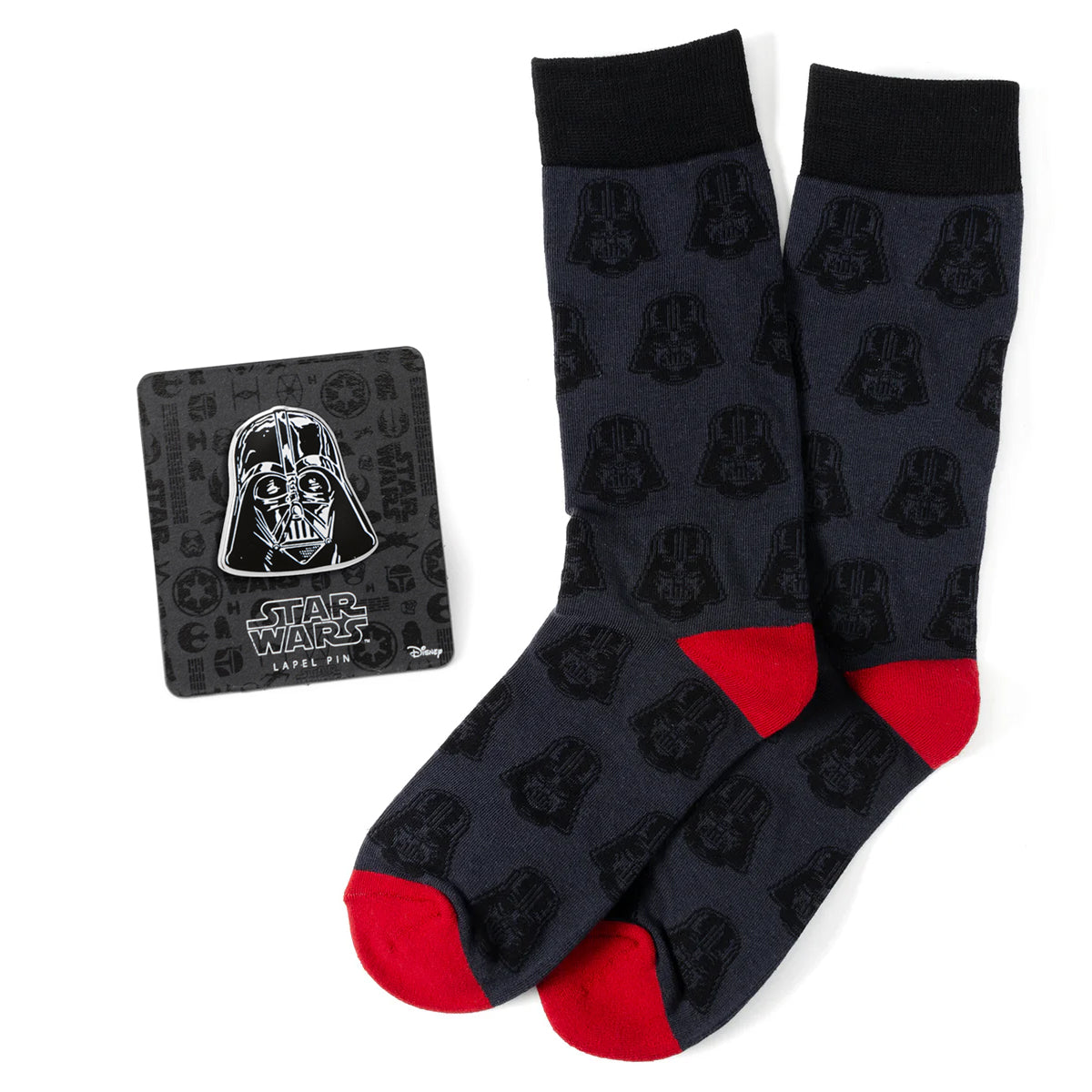 Star Wars Darth Vader Black and Red Dress Sock and Lapel Pin Gift Set