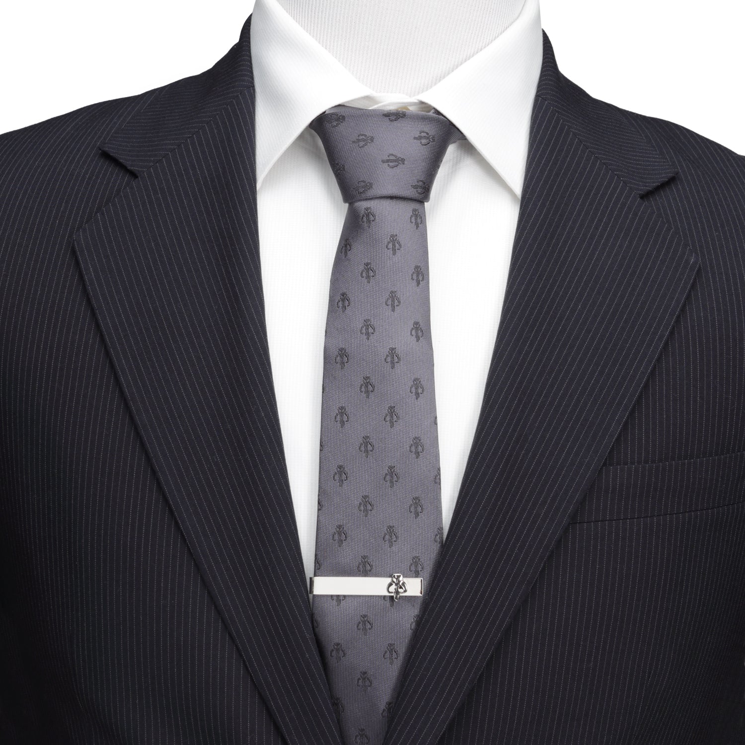 Star Wars Mandalorian Mythosaur Gray Silk Tie