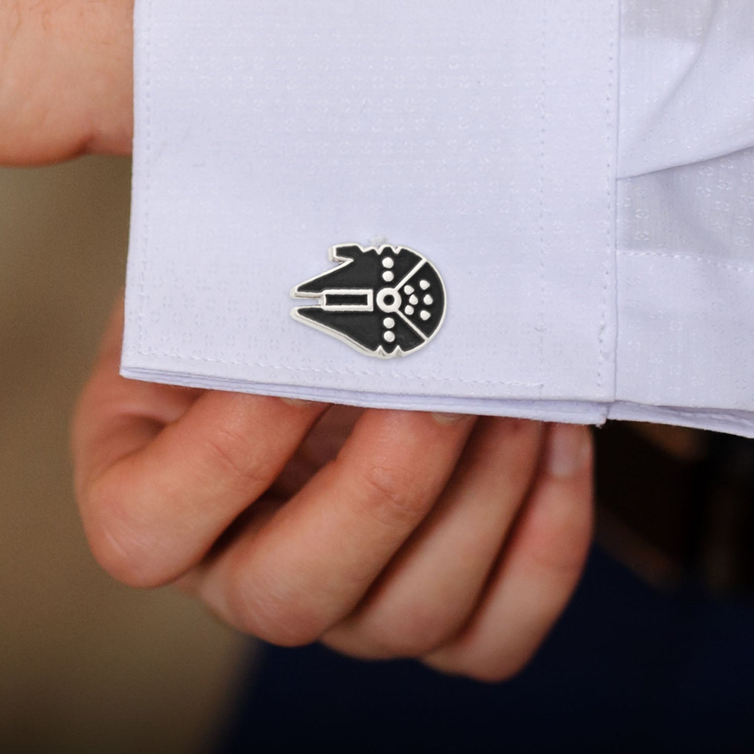Star Wars Millennium Falcon Silver Inlaid Cufflinks