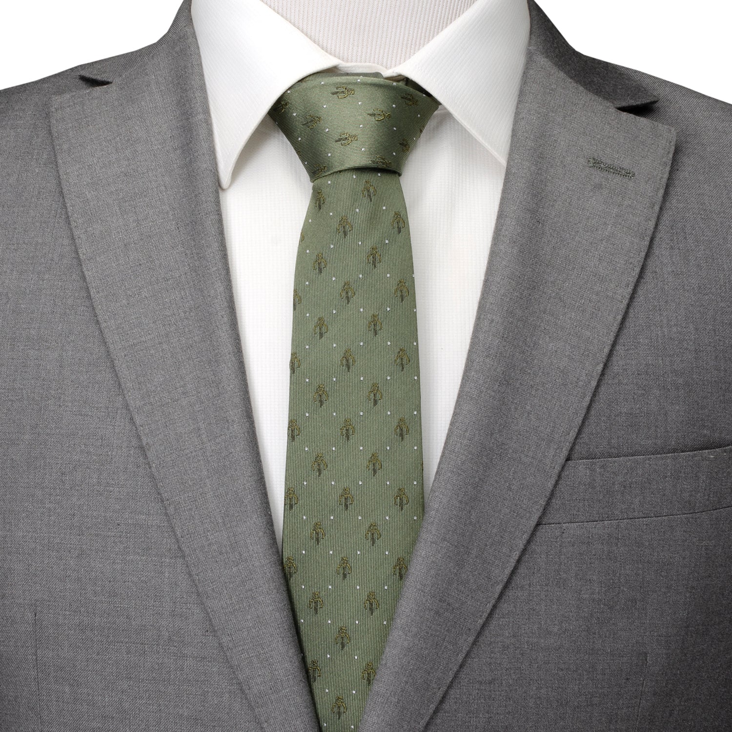 Star Wars Mandalorian Dotted Sage Green Tie