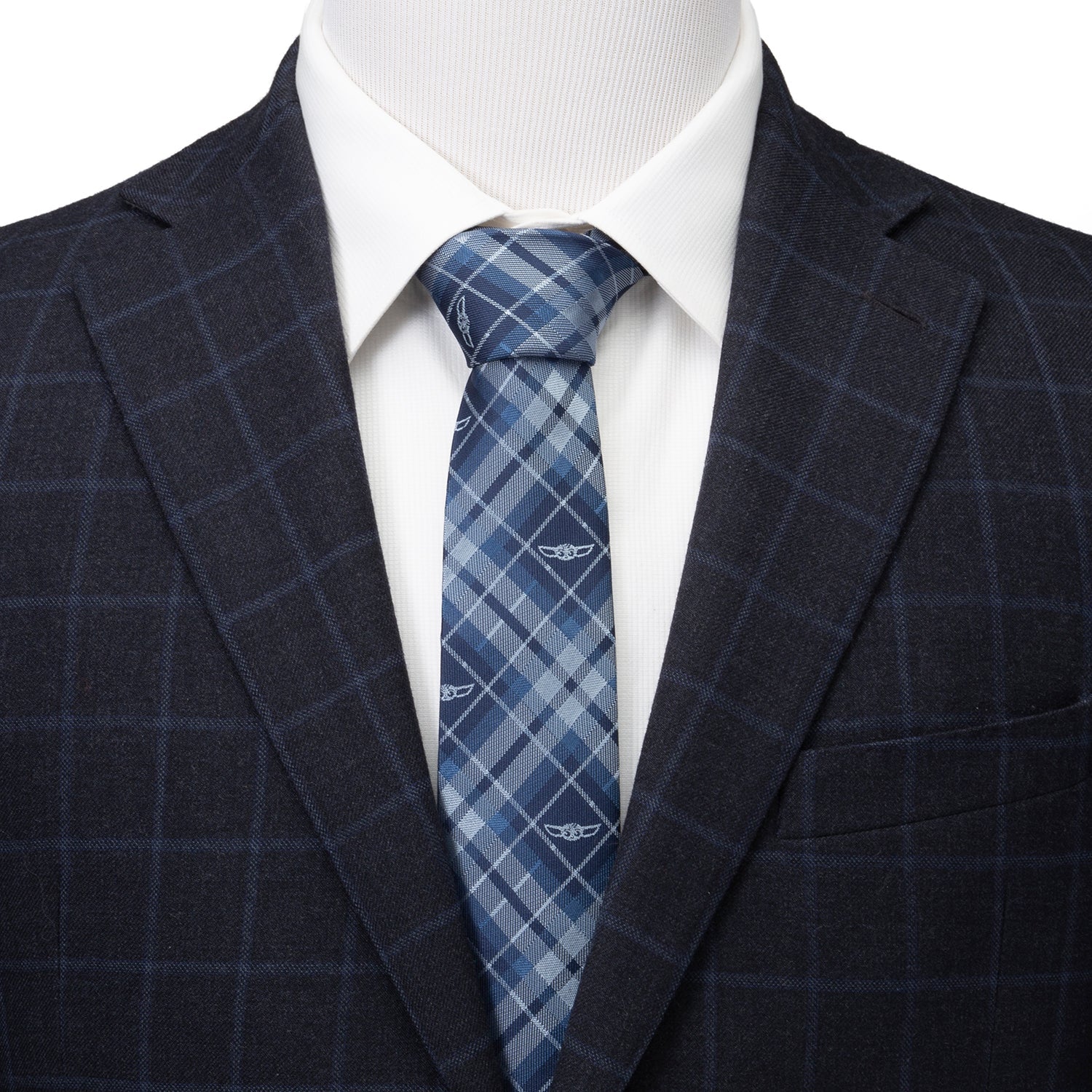 Star Wars Grogu Blue Plaid Tie
