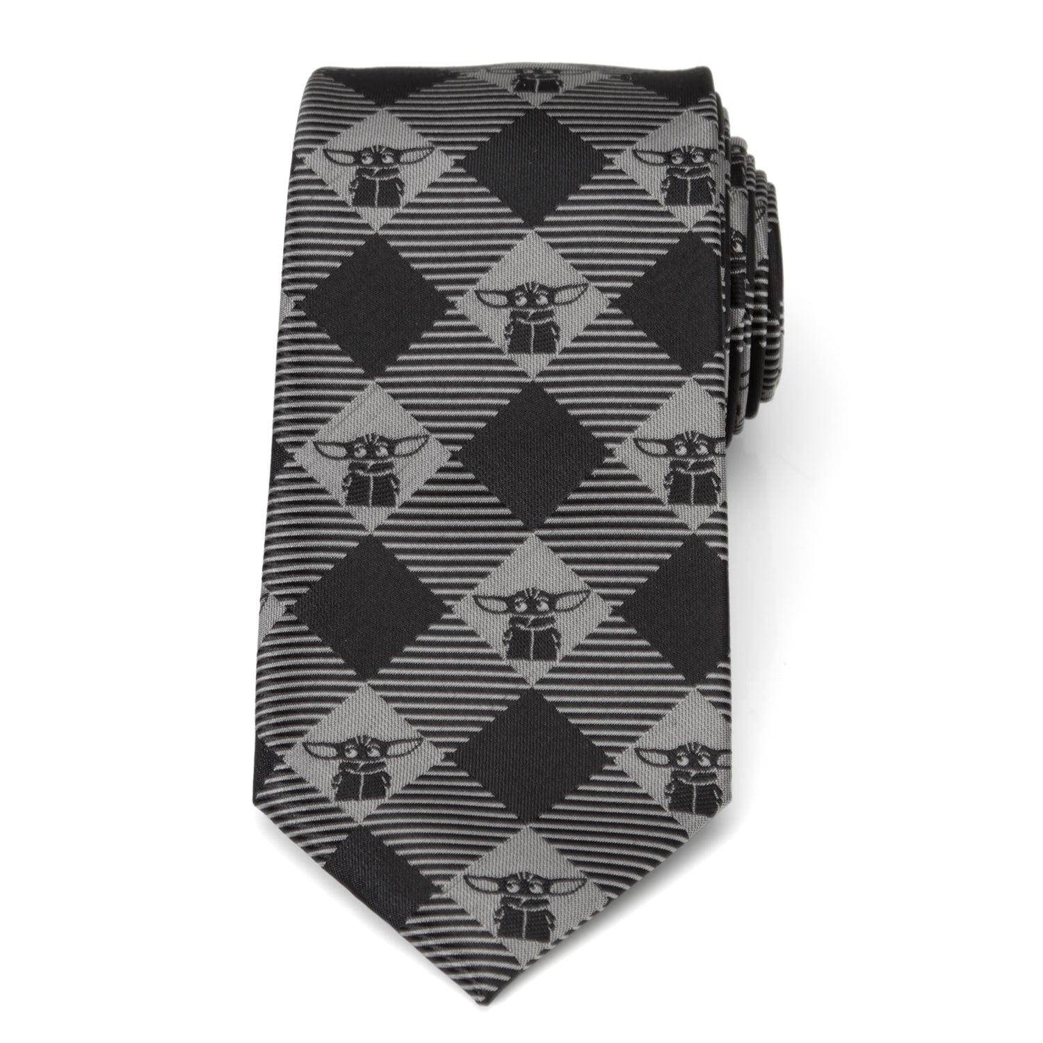Star Wars Grogu Black Plaid Tie