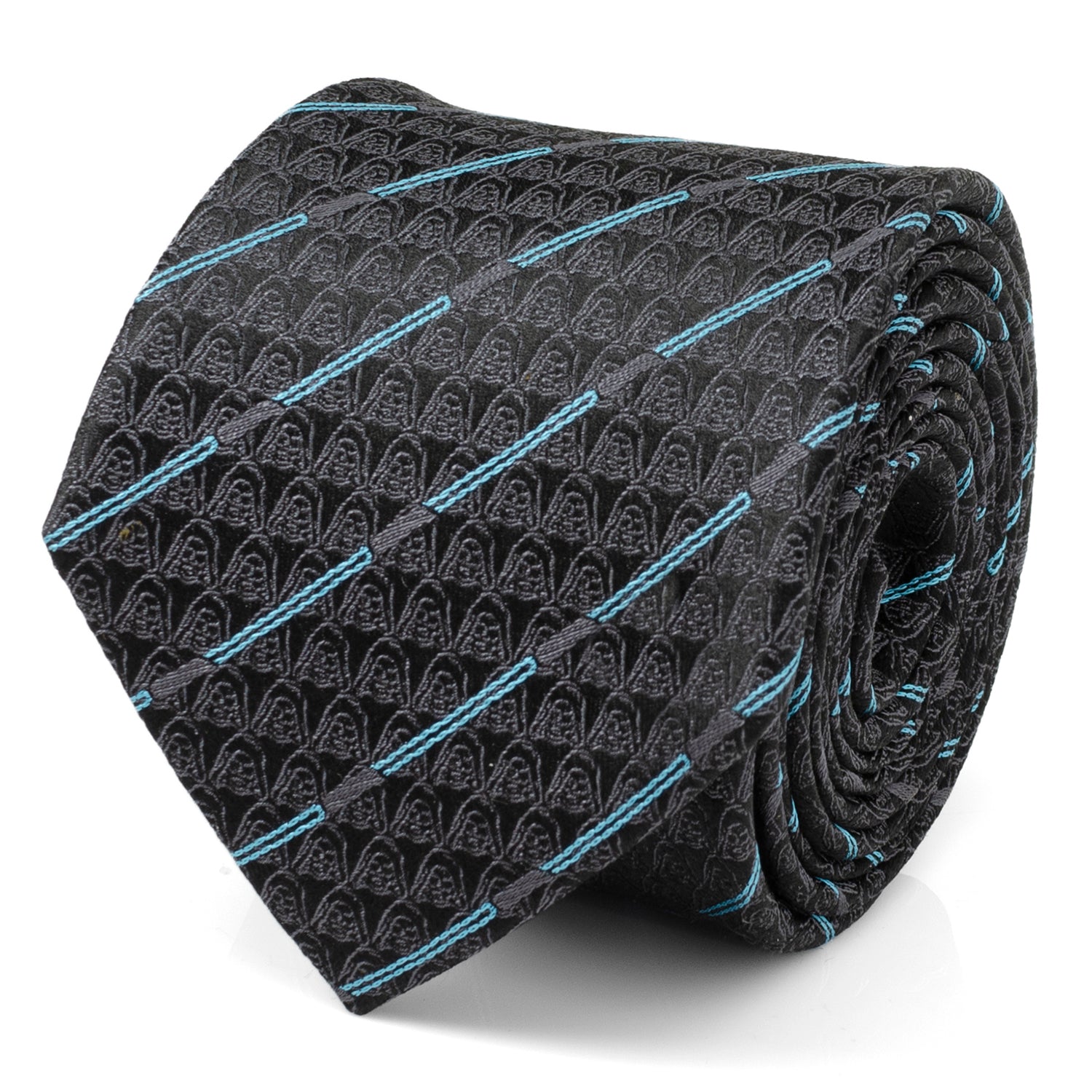 Star Wars Obi-Wan Kenobi Blue LIGHTSABER Pattern Black Tie, Tie Clip, and Gray Jedi Crest Dress Socks Gift Set