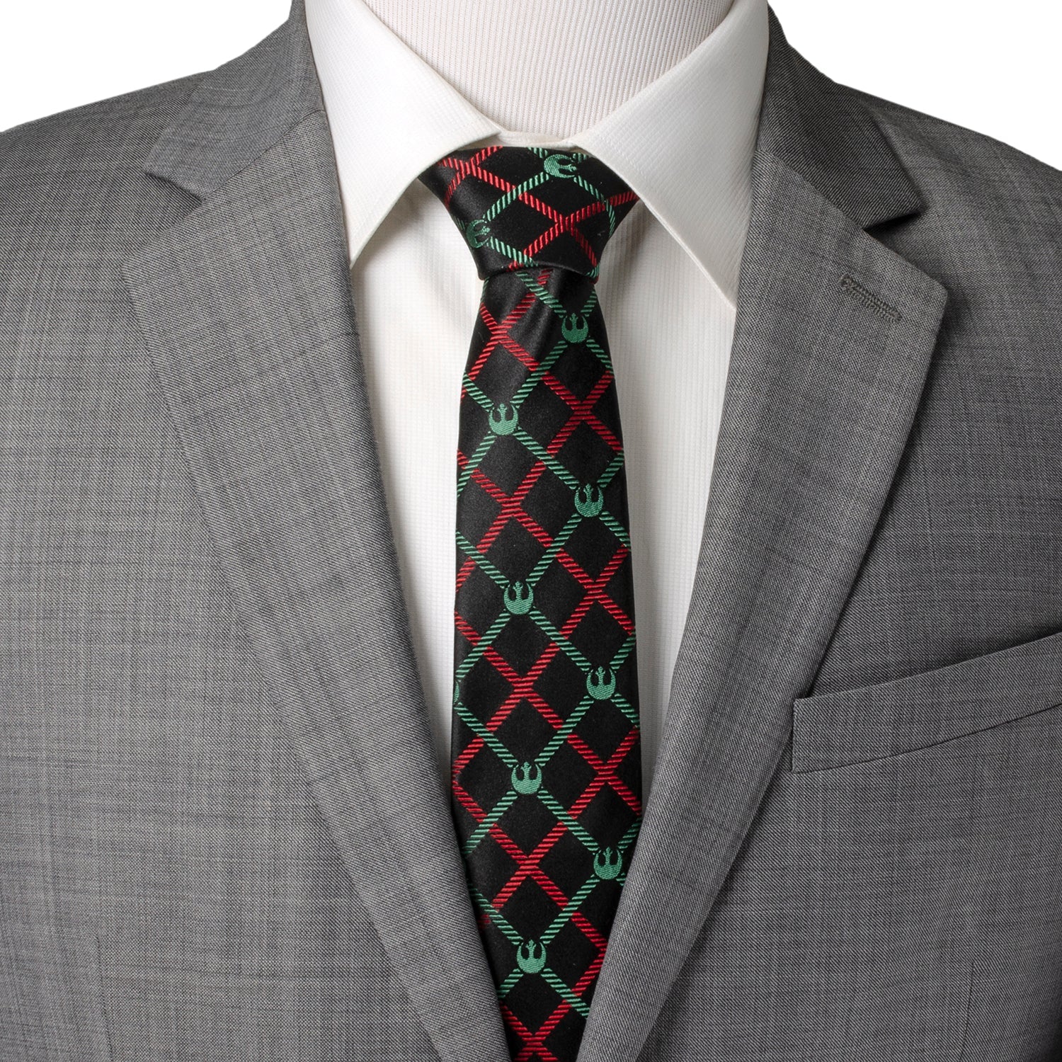 Star Wars Rebel Alliance Crest Red, Green, and Black Plaid Tie