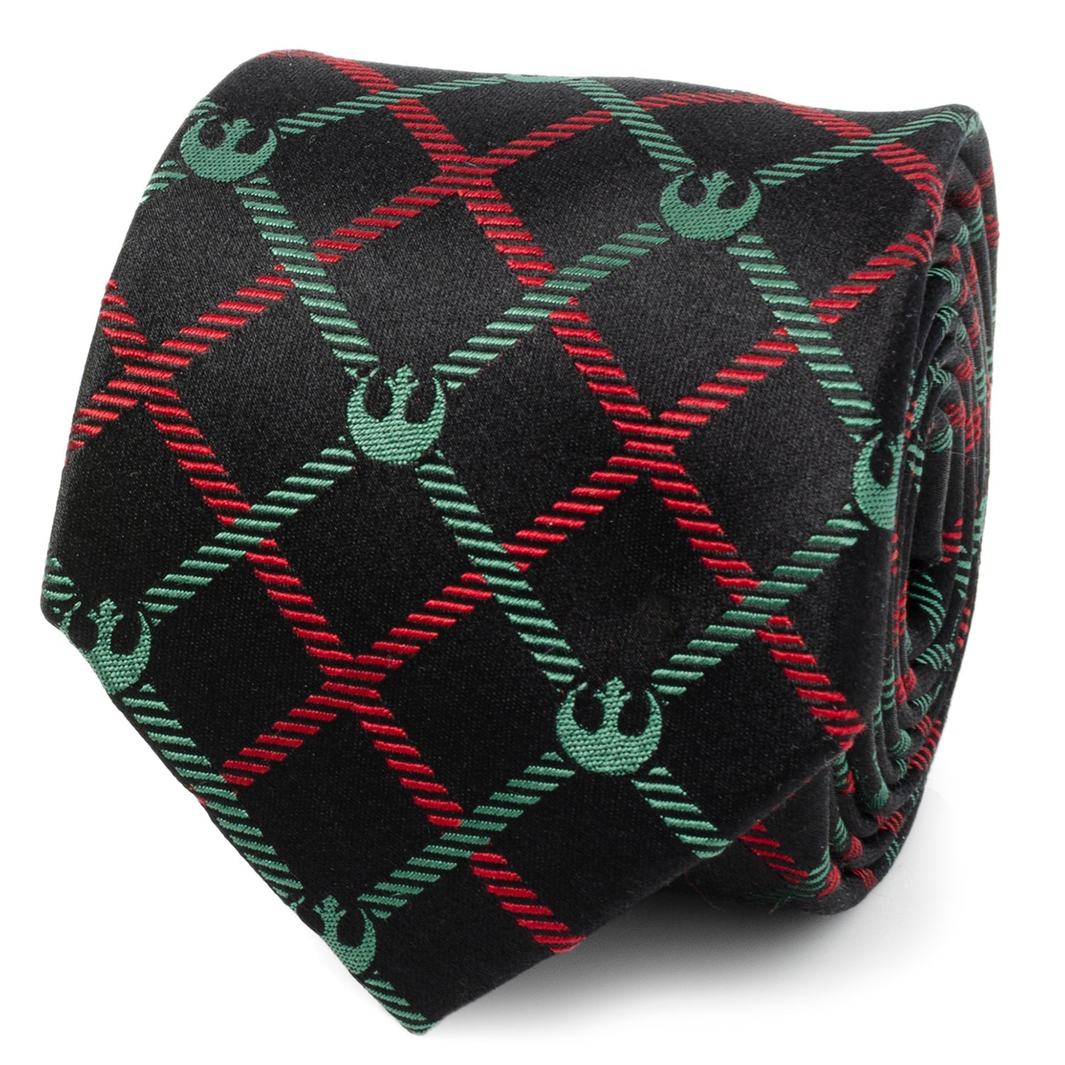 Star Wars Rebel Alliance Crest Red, Green, and Black Plaid Tie