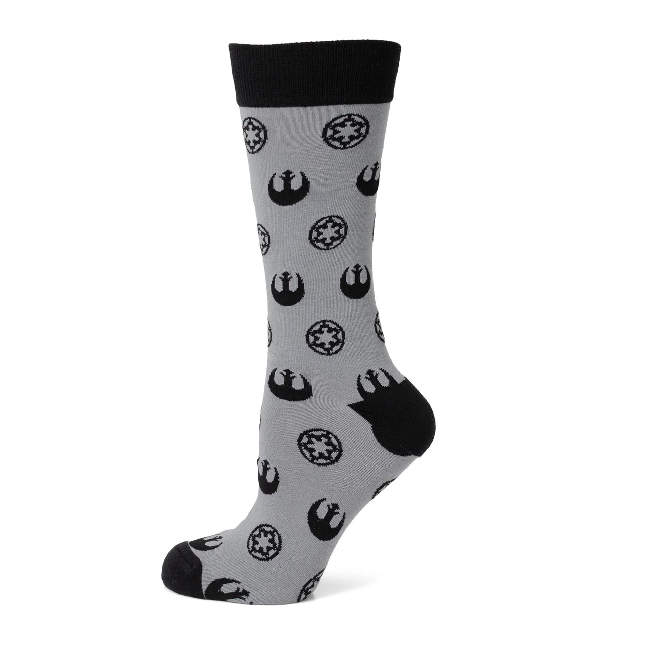 Star Wars Rebel Alliance Starbird Crest and Imperial Crest Gray Dress Socks and Lapel Pin Gift Set