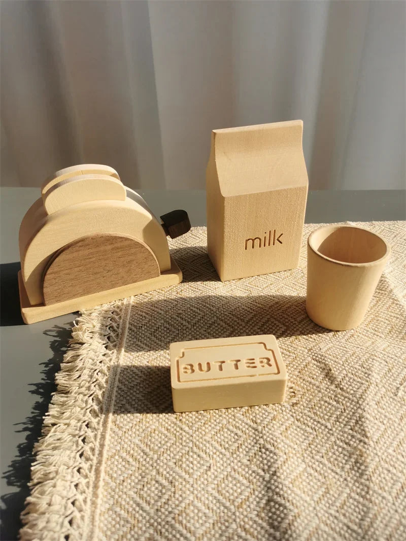 Wooden Pretend Play Kitchen Set – Coffee Machine & Tea Party Toys