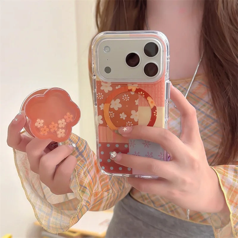Retro Flower Cute Magnetic Phone Case For iPhone