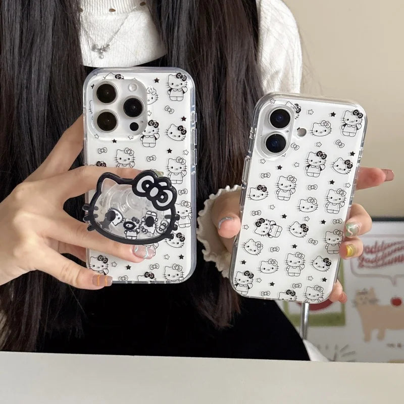 Cute Full Screen Cartoon Star Hello Kitty Cat Phone Case For iPhone