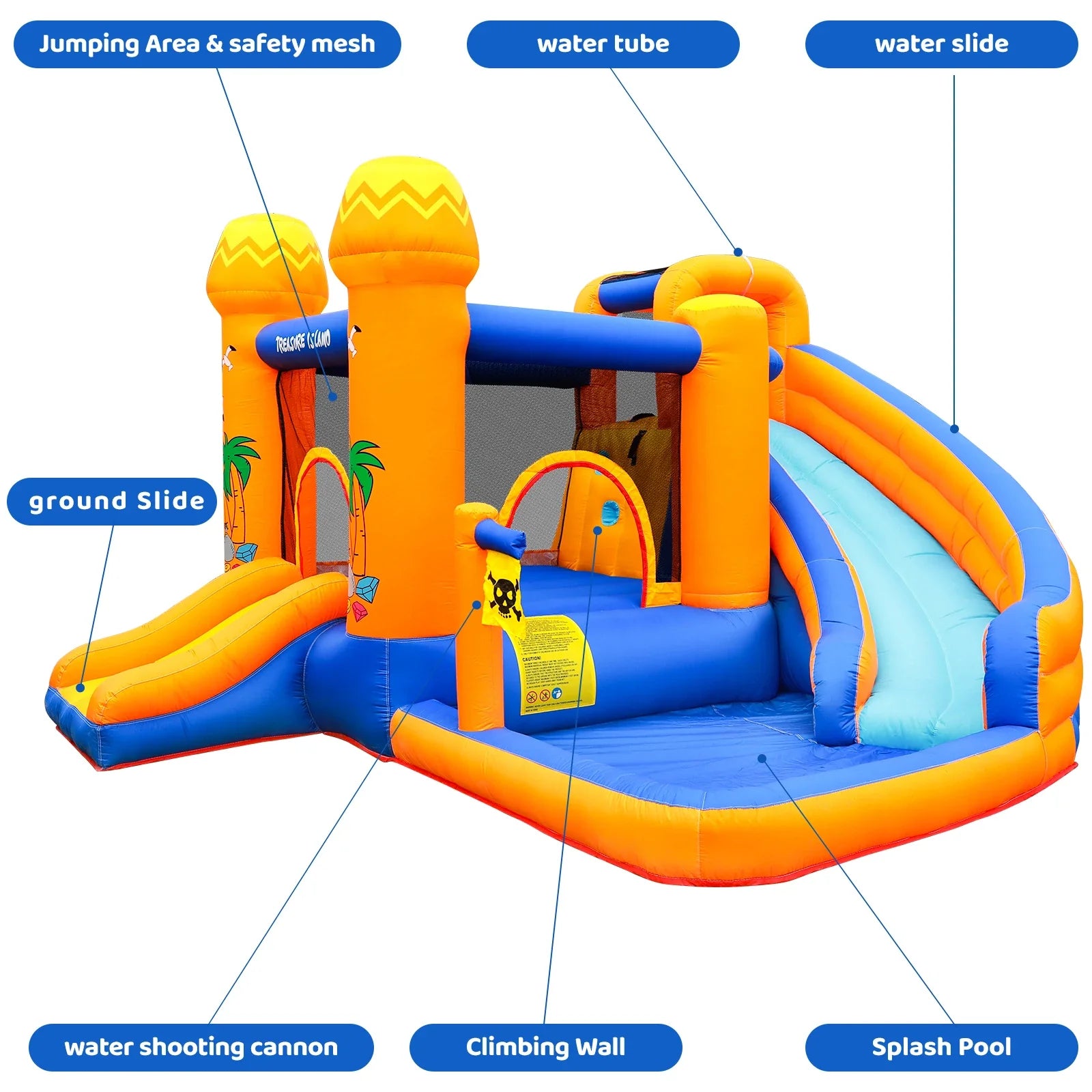 Kids Inflatable Bounce House with Water Slide & Blower