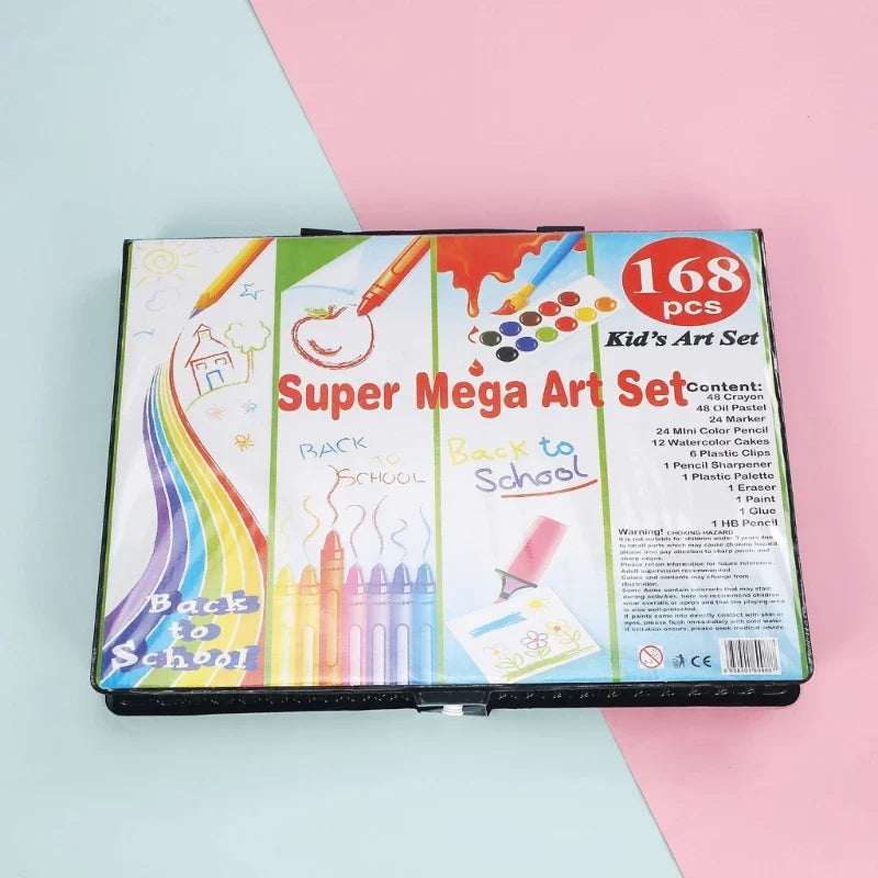 168 pcs Art Set – Portable Drawing & Painting Kit for Kids and Adults