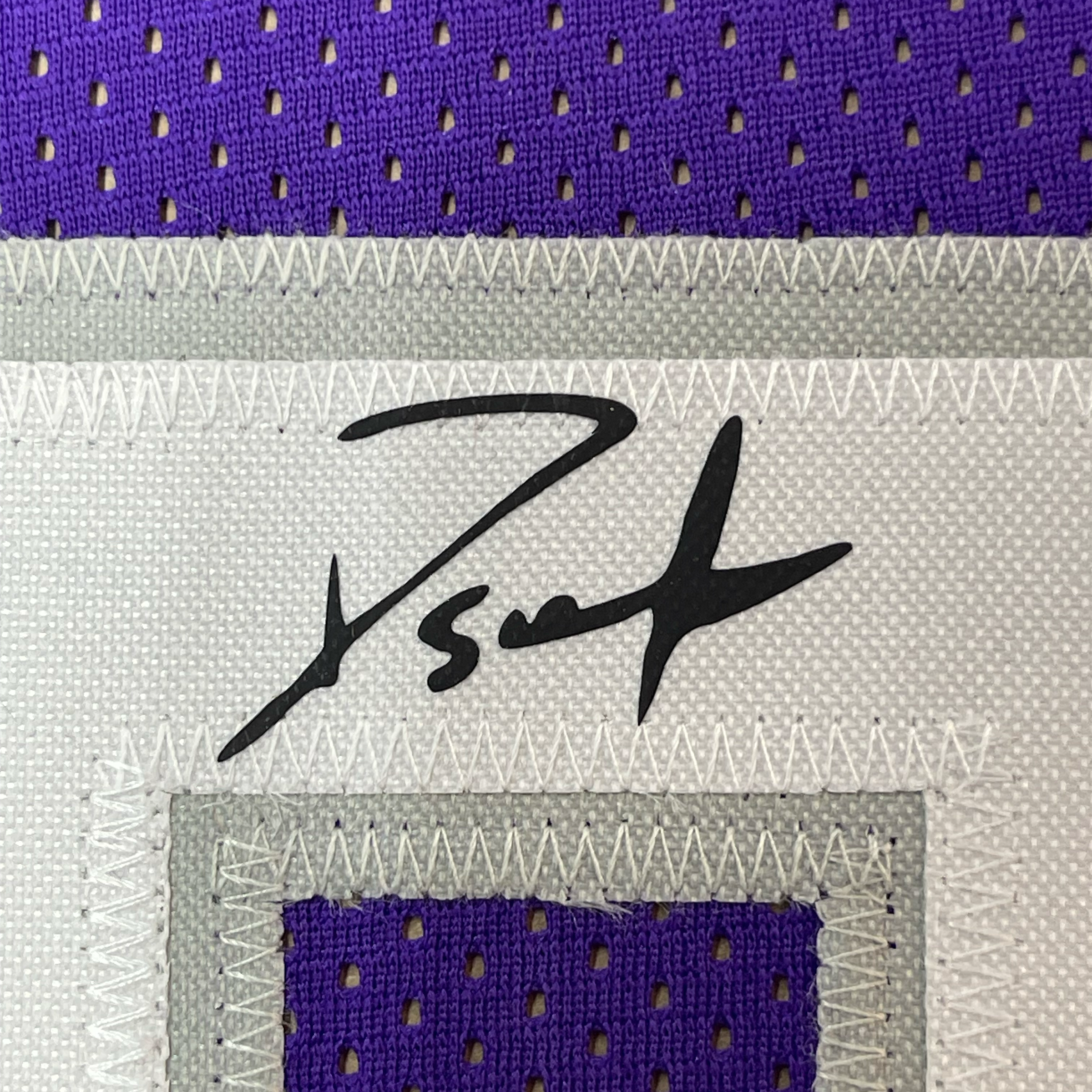 Framed Facsimile Autographed Domantas Sabonis 35x39 Sacramento Purple Reprint Laser Auto Basketball Jersey
