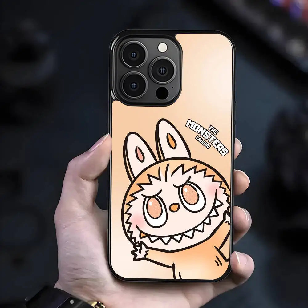 Cute Cartoon LABUBU Orange Phone Case Suitable For iPhone