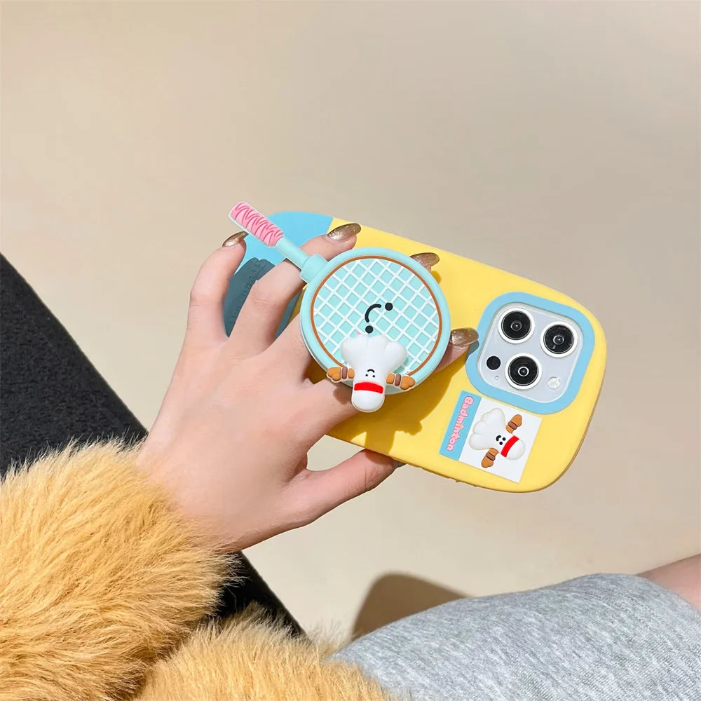 Kawaii 3D Cartoon Badminton Racket Phone Case