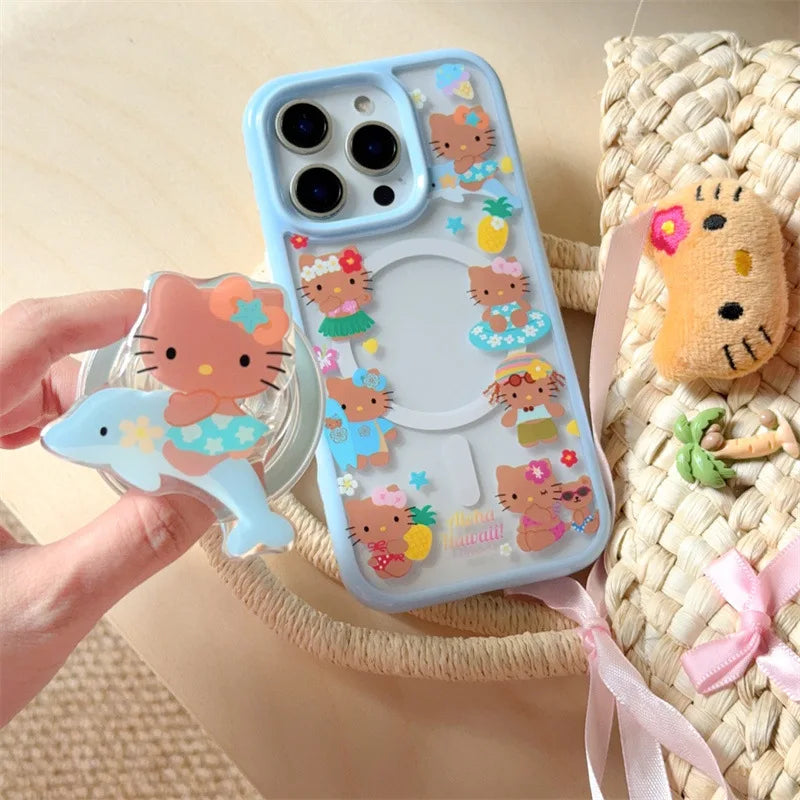 Sanrio Hello Kitty Bikini Surf Dolphin Clear Phone Case For Magsafe iPhone