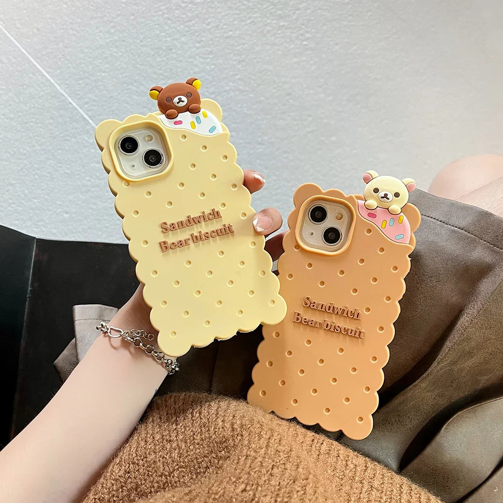 Funny Sandwich Rilakkuma Bear Biscuit Phone Case
