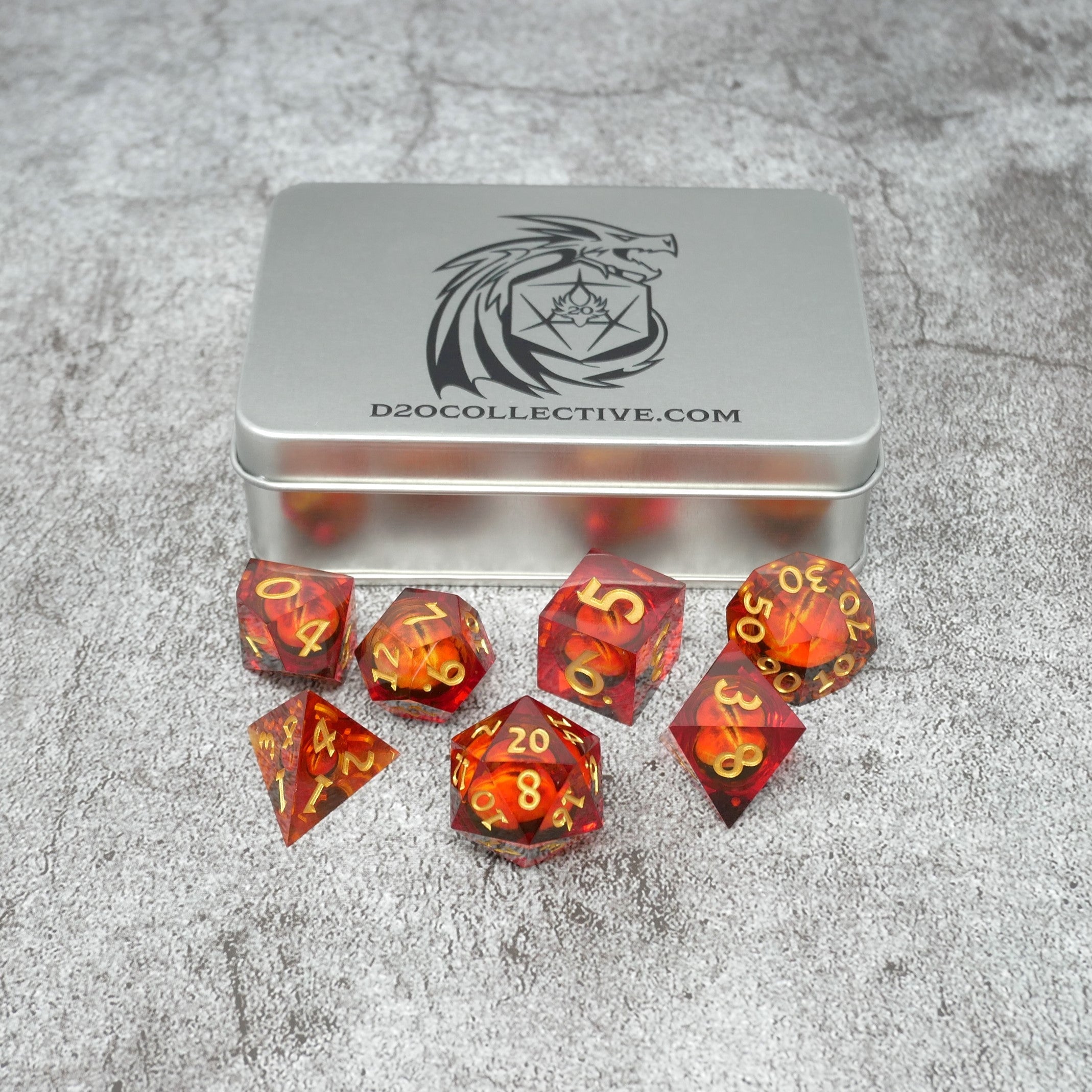 Sauron's Eye | 7 Piece Moving Eye DnD Dice Set | Acrylic RPG Gaming Dice