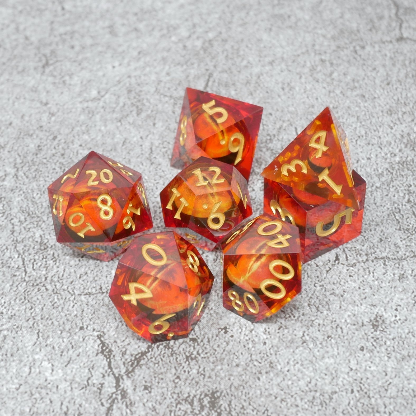 Sauron's Eye | 7 Piece Moving Eye DnD Dice Set | Acrylic RPG Gaming Dice