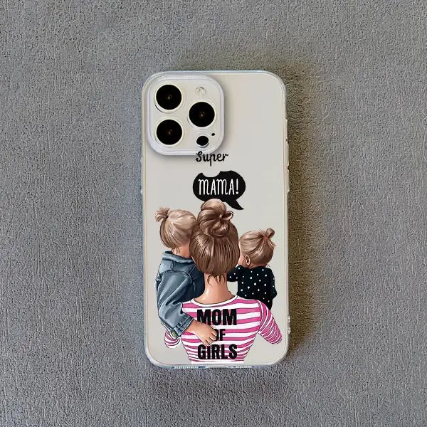 Family Mama Of Girl Mom Clear Phone Case For iPhone