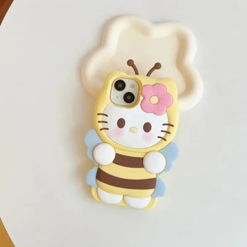Kawaii 3D Cartoon Bee Hello Kitty Phone Case