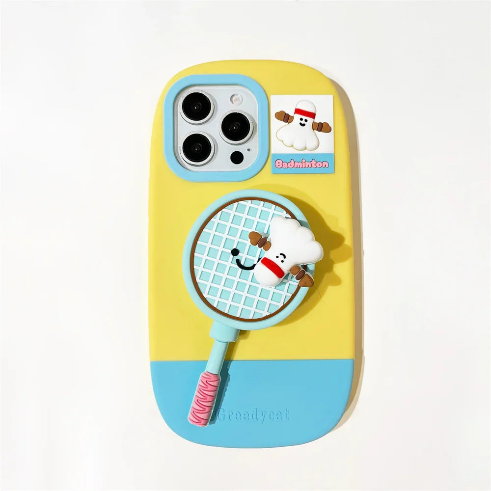 Kawaii 3D Cartoon Badminton Racket Phone Case