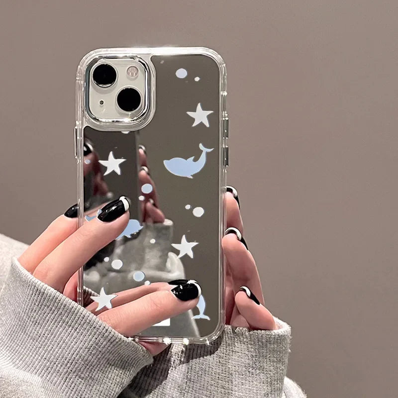 Cute Cherry Plating Make Up Mirror Phone Case
